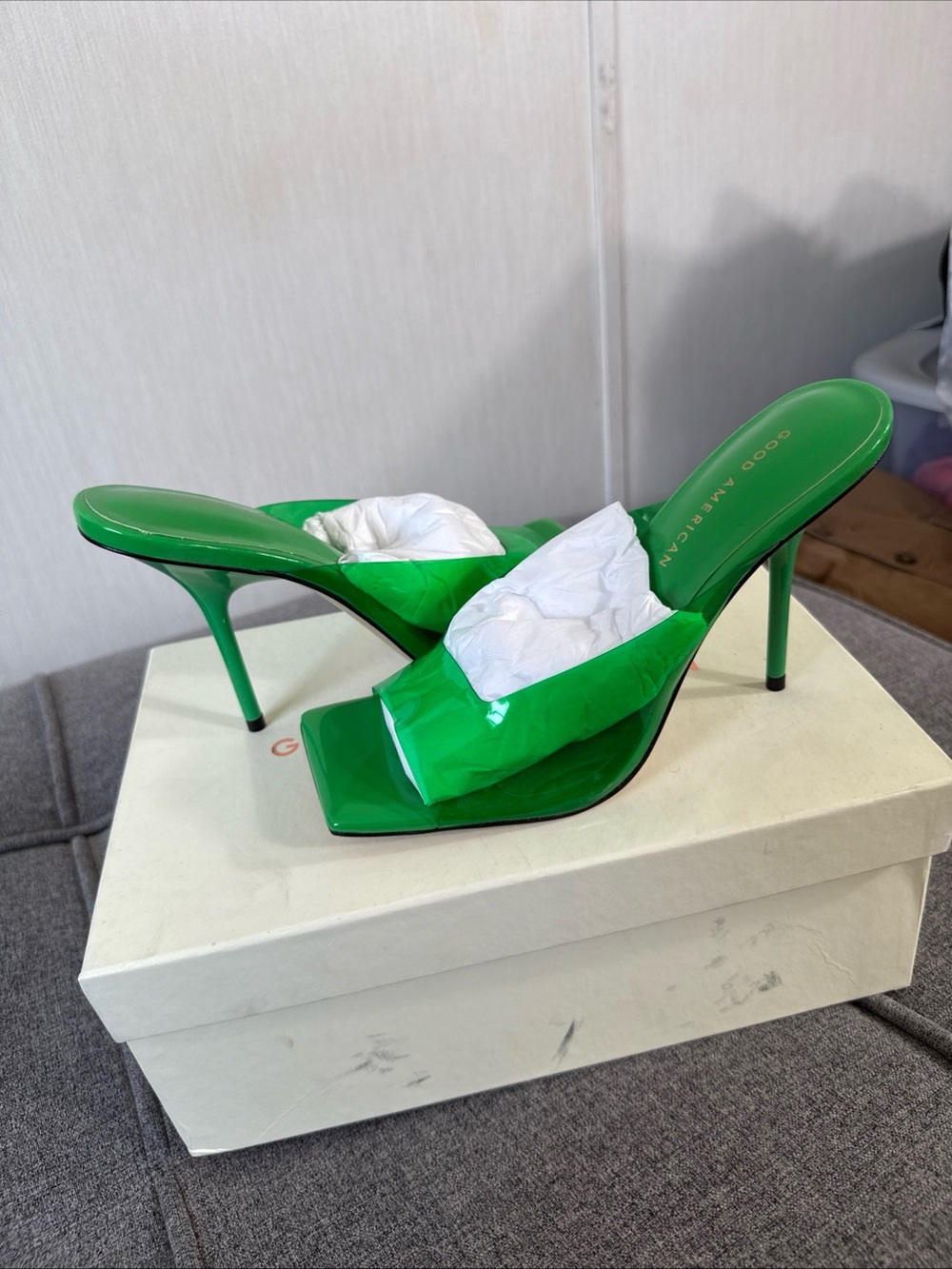 Good American GREEN Emma Slip On Heel NIB SIZE 9 $185